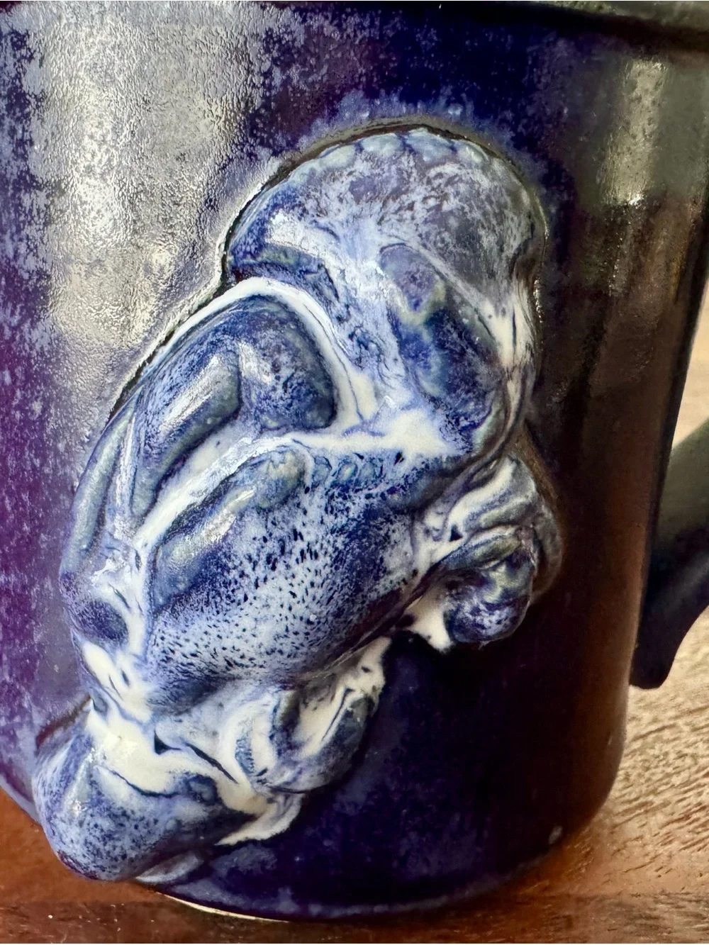 Studio Art Pottery Creamer Pitcher Maryland Blue Crab 3D Artist Signed Cobalt